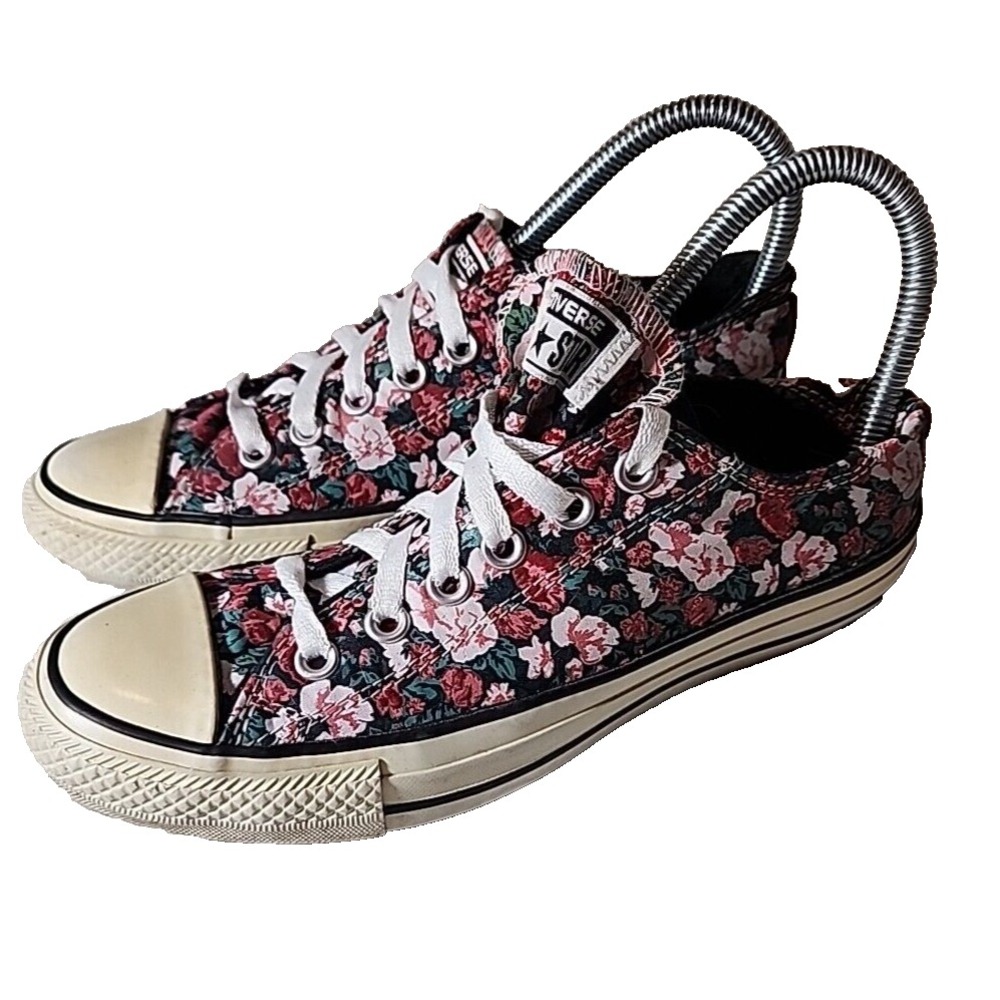 Converse All Star Floral Low Top Sneakers Womens Size 7 Pink Red Black